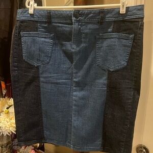Glamour X Lane Bryant Size 18 Denim Jean Skirt Two Toned Dark and Medium Fade
